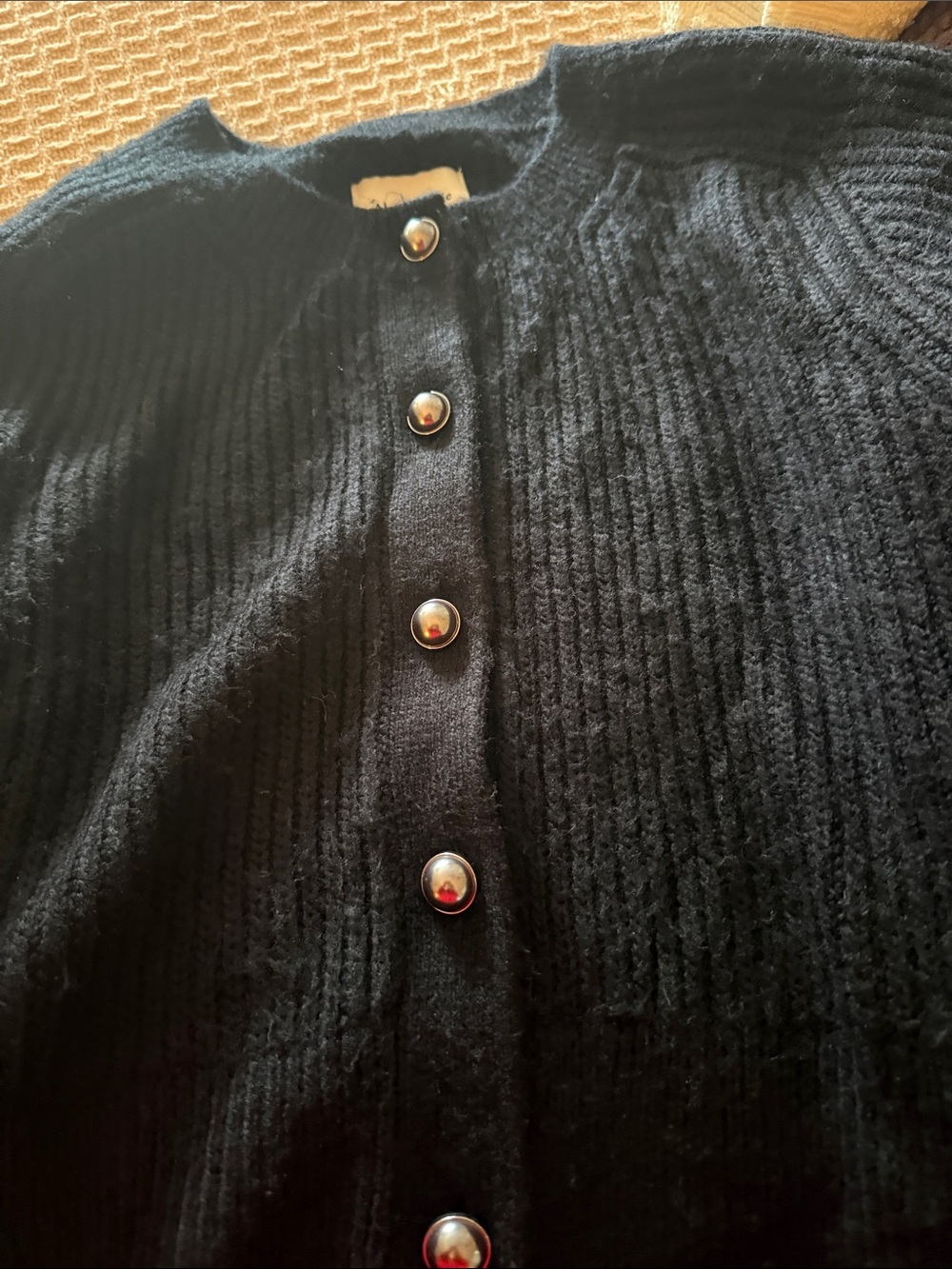 Abercrombie & Fitch Black Ribbed Button-Front Cardigan - Picture 5 of 8